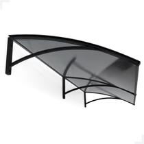 Toldo Policarbonato Versátil com Mão Francesa 1.5mx0.50m - Preto com Fumê para Cobertura de Portas, Janelas, etc.
