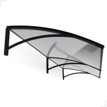 Toldo Policarbonato Versátil com Mão Francesa 1.5mx0.50m - Preto com Translúcido para Cobertura de Portas, Janelas, etc.