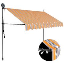 Toldo retrátil manual VidaXL 2,5 m com luzes LED amarelo/azul Toldo retrátil manual VidaXL 2,5 m com luzes LED amarelo/azul