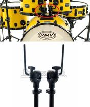 Tom Holder RMV Dino Black PAC16 Kit com 2 Tom Holders com Haste 10mm Padrão da Maioria das Marcas - RMV Drums