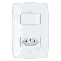 Tomada +1 tecla paralela finesse c/placa 10a-250v