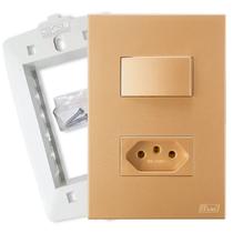 Tomada 10A com Interruptor 1 Tecla Simples Ouro Nobre