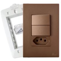 Tomada 10A Com Interruptor Duplo Simples Corten Satin Blux