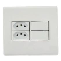 Tomada 10A com interruptor simples duplo placa 4x4 Tramontina LIz Bca Tomada 10A com interruptor simples duplo placa 4x4 Tramontina LIz Bca