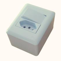 Tomada 10a de sobrepor e Interruptor Simples Cor Branca Blux