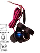 Tomada 12v Usb 5v Moto Carregador Cel Isqueiro Prova De Agua