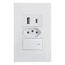 Tomada 20 Amperes De Parede Com Interruptor Premium E Entrada Dupla USB Para Embutir