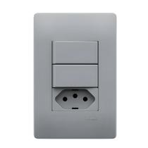 Tomada 20a + 2 Interruptores Com Placa Habitat Onix - Fame