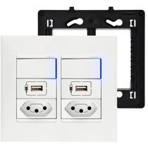 Tomada 20A 4x4 Com Carregador USB e Interruptor Duplo PIAL Plus+