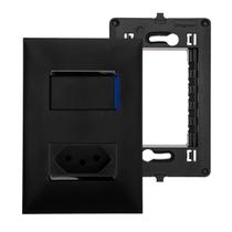 Tomada 20A Com Interruptor Paralelo Three Way Preto PIAL Plus+
