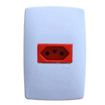 Tomada 220V com módulo de 20A vermelho com placa 4x2 branca BLux