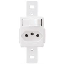 Tomada 2P+T 10A 250 Volts com 1 Interruptor Simples Blanc - 1339 - FAME