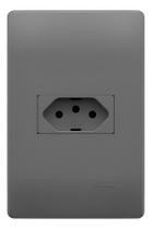 Tomada 2p+t 10a 250v Horizontal 4x2 Habitat Onix Fame Cinza