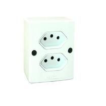 Tomada 2p+T Dupla 10a Sobrepor Branca Mec-Tronic Tomada 2p+T Dupla 10a Sobrepor Branca Mec-Tronic