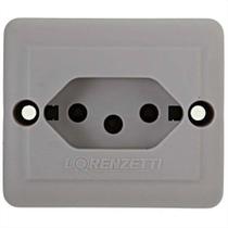 Tomada 2P+T PB 20A Retangular Sobrepor Cinza - 1713020 - LORENZETTI