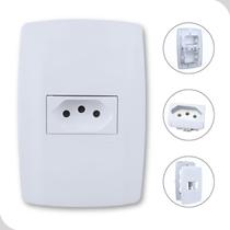 Tomada 3 Pinos 10A 250V Branca 2P+T Casa Construção Ilumi Tomada 3 Pinos 10A 250V Branca 2P+T Casa Construção Ilumi