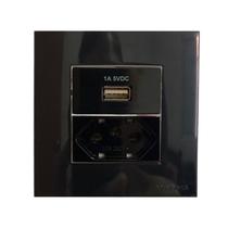Tomada 3 Pinos 10a + Carregador USB 1A Móvel Marmore Drywall Gesso Granito Móveis Pedra Embutir Preto Margirius Tomada 3 Pinos 10a + Carregador USB 1A Móvel Marmore Drywall Gesso Granito Móveis Pedra Embutir Preto Margirius