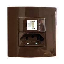 Tomada 3 Pinos 10a + Rede RJ45 Cat5e Marrom Móvel Marmore Drywall Gesso Granito Móveis Pedra Embutir Margirius Tomada 3 Pinos 10a + Rede RJ45 Cat5e Marrom Móvel Marmore Drywall Gesso Granito Móveis Pedra Embutir Margirius