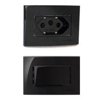 Tomada 3 Pinos 2p+T 10a + Interrutor Simples Sleek Ebony