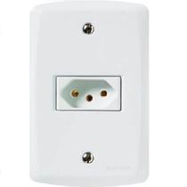 Tomada 3P 10A Lux2 Tramontina - Conjunto Branco - Placa Modular - Parafusos Inclusos