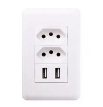 Tomada 4X2 10A + 2 Portas Usb 110/220V Bivolt Branco