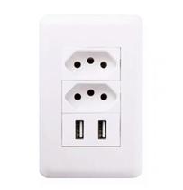 Tomada 4X2 10A + 2 Portas Usb 110/220V Bivolt Branco