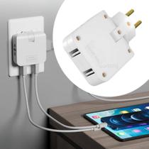 Tomada Adaptador 04 Entradas com Duplo USB Benjamin T Dobrável - WZ