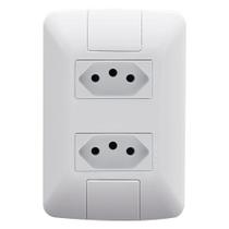 Tomada Aria Tramontina Dupla 2P+T 10A com Placa Branco Tomada Aria Tramontina Dupla 2P+T 10A com Placa Branco