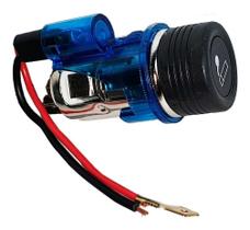 Tomada auxiliar/acendedor universal azul escuro 12v com iluminacao (valor da unidade)