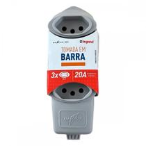 Tomada Barra Daneva Desmontavel 2 Polos + Terra 20A. 3 Tomadas Cinza Tomada Barra Daneva Desmontavel 2 Polos + Terra 20A. 3 Tomadas Cinza