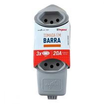 Tomada Barra Daneva Desmontavel 2 Polos + Terra 20A. 3 Tomadas Cinza Tomada Barra Daneva Desmontavel 2 Polos + Terra 20A. 3 Tomadas Cinza