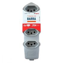 Tomada Barra Daneva Desmontavel 2 Polos + Terra 20A. 4 Tomadas Cinza Tomada Barra Daneva Desmontavel 2 Polos + Terra 20A. 4 Tomadas Cinza