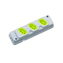 Tomada Barra Fiolux 2P+T. 20A. Tripla Cinza/Verde