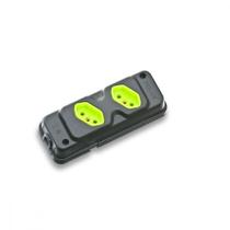 Tomada Barra Fiolux Dupla 20A 2 Polos+Terra Preta/Verde 28310200117