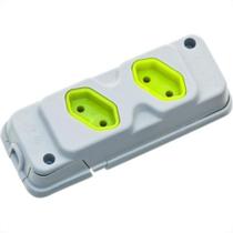 Tomada Barra Fiolux Dupla 2P 20A Cinza Tomada Barra Fiolux Dupla 2P 20A Cinza