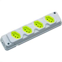 Tomada Barra Fiolux Quadrupla 20A 2 Polos+Terra Cinza/Verde Tomada Barra Fiolux Quadrupla 20A 2 Polos+Terra Cinza/Verde