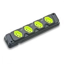 Tomada Barra Fiolux Quadrupla 20A 2 Polos+Terra Preta/Verde