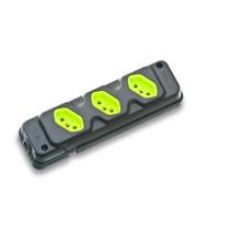 Tomada Barra Fiolux Tripla 20A 2 Polos+Terra Preta/Verde