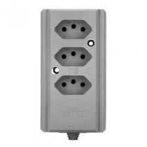 Tomada Barra Hércules Tripla 2P 10A 250V Cinza Interneed
