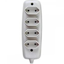 Tomada Barra Ilumi 2 Polos Quadrupla Cinza 10A. 1634