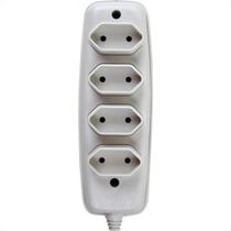 Tomada Barra Ilumi 2 Polos Quadrupla Cinza 10A. 1634