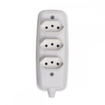 Tomada Barra Ilumi 2P+T. Tripla Cinza 10A. 16330