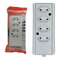 Tomada Barra Interneed 2 Polos Branca 10A. Quadrupla