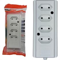 Tomada Barra Interneed 2 Polos Branca 10A. Quadrupla Tomada Barra Interneed 2 Polos Branca 10A. Quadrupla