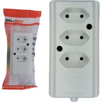 Tomada Barra Interneed 2 Polos Branca 10A. Tripla Tomada Barra Interneed 2 Polos Branca 10A. Tripla