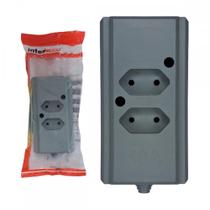 Tomada Barra Interneed 2 Polos Cinza 10A. Dupla