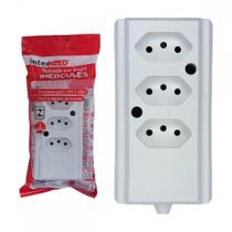 Tomada Barra Interneed 2 Polos +Terra Branca 10A. Tripla