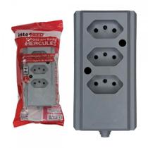 Tomada Barra Interneed 2 Polos +Terra Cinza 10A. Tripla Tomada Barra Interneed 2 Polos +Terra Cinza 10A. Tripla