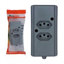 Tomada Barra Interneed 2 Polos +Terra Cinza 20A. Dupla
