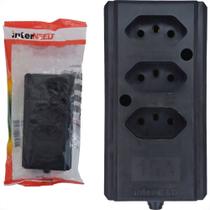 Tomada Barra Interneed 2 Polos +Terra Preta 10A. Tripla